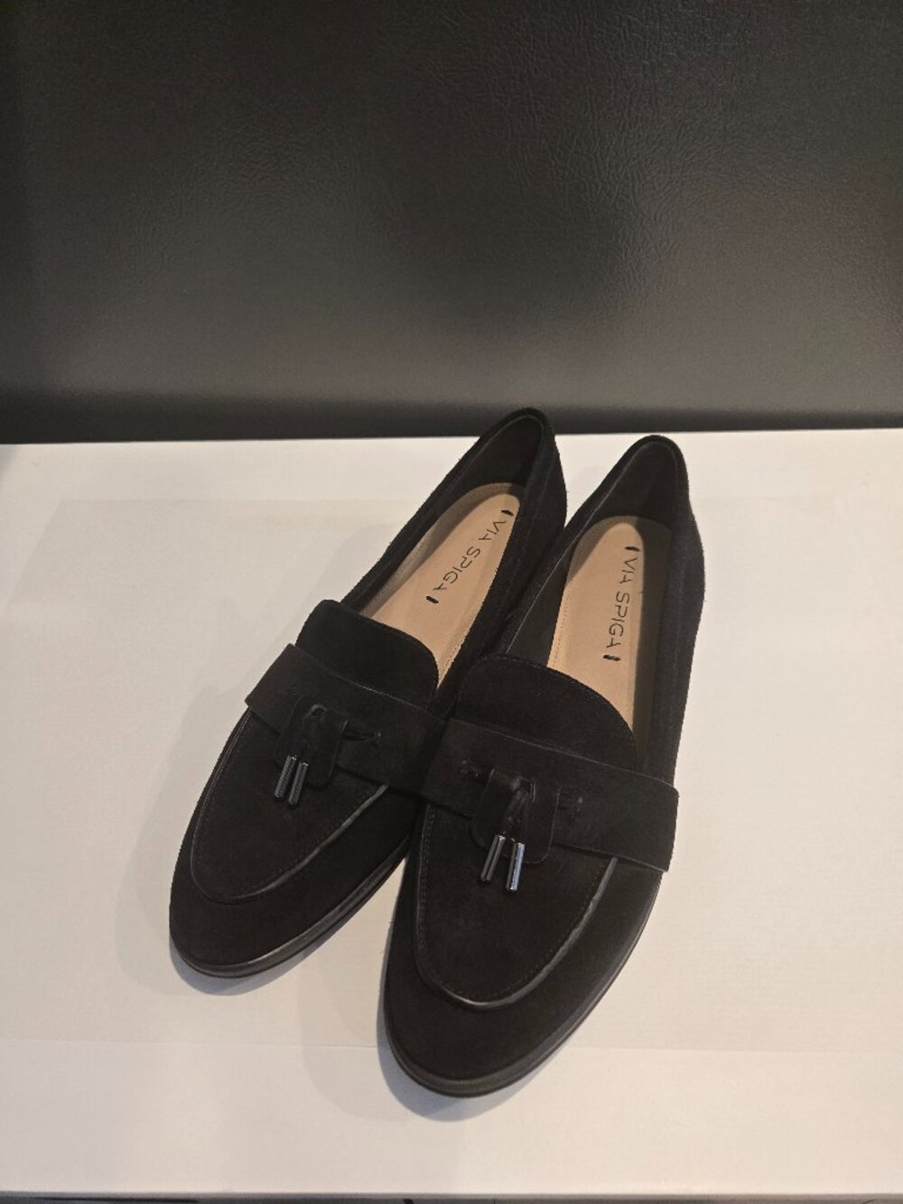 Black Via Spiga Suede Tassled Suede Loafers - Size 8